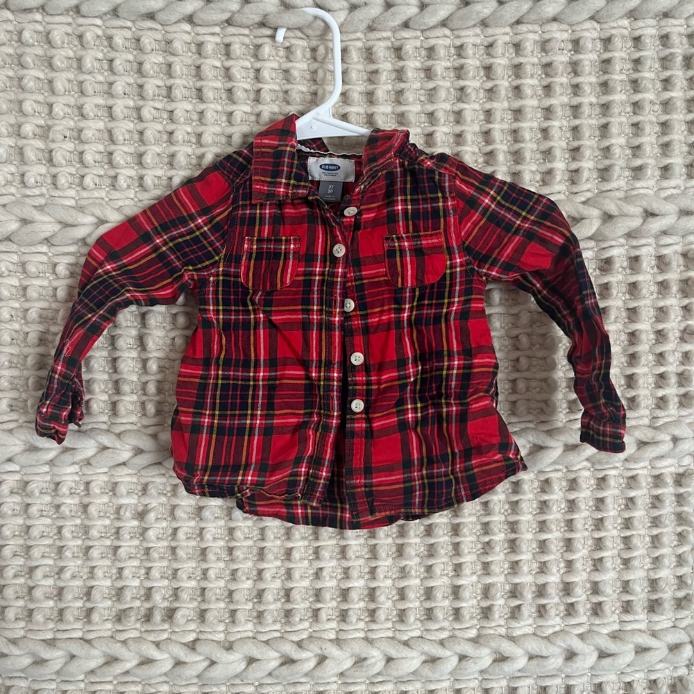 Old Navy Red and Black Flannel Button Down Shirt